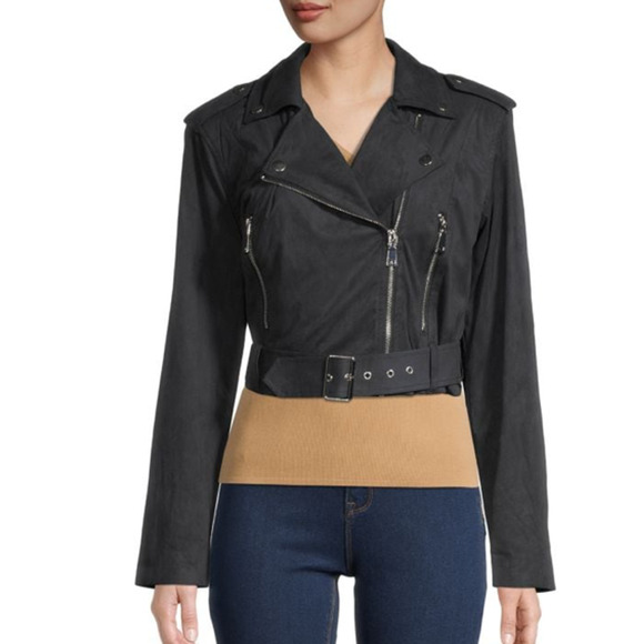 Danielle Bernstein Womens Faux-Leather Moto Motorcycle Jacket, Black, XL - Picture 12 of 13